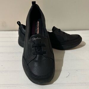 Skechers Women's Shoes Microburst 2.0 Black Slip On Lace Up Comfort Casual 23489